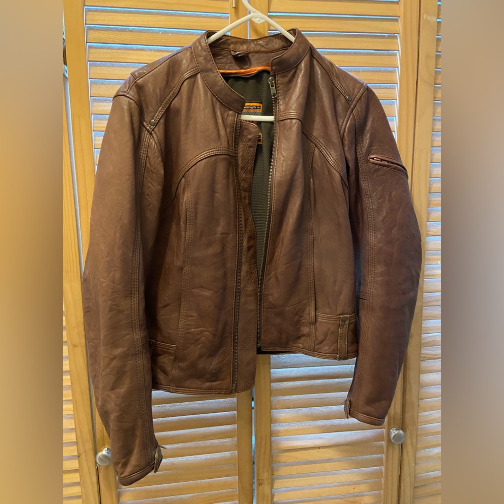 First classics womens brown leather motorcycle jacket
